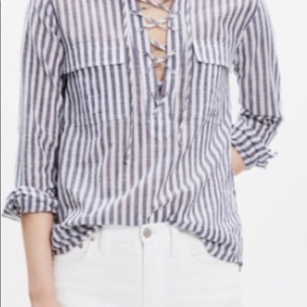 Madewell blue and white striped Terrace shirt